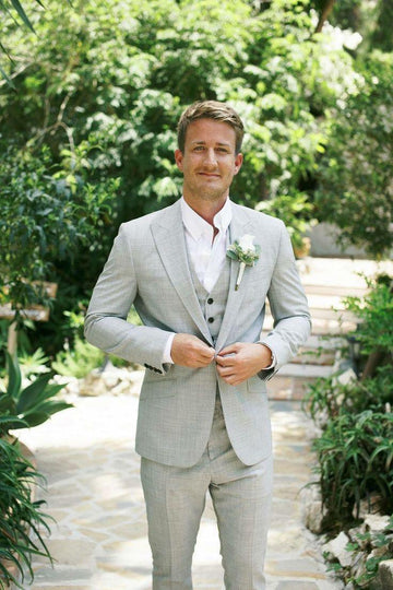Classic Light Green Texture Three Piece suit for men wedding & groomsman