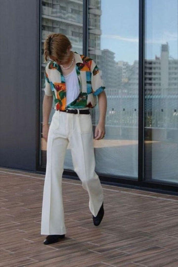 White Bell Bottom Pants, Handmade Tailored Trousers, Custom Fit
