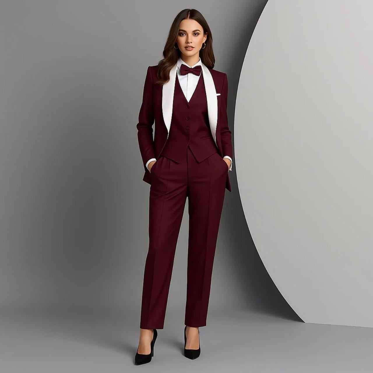 Women's 3-Piece Suit - Tailored Blazer, Vest & Trousers