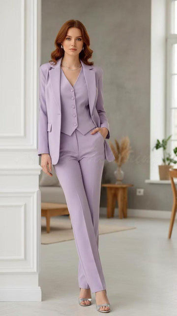Classic Slim Fit Lavender Mist 3pc Suit For Women Partywear, Formal & Business wear.