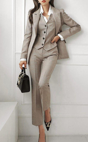 Classic cream color 3pc Suit For Women Partywear, Formal & Business wear.