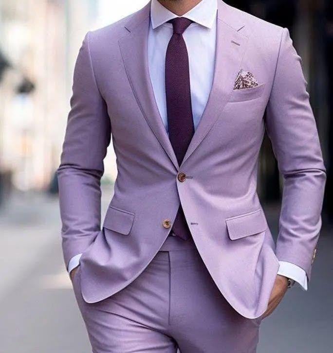 Dusty Lavender Classic Slim Fit 2pc Suit For Men Wedding, Partywear, Grooms & Groomsman