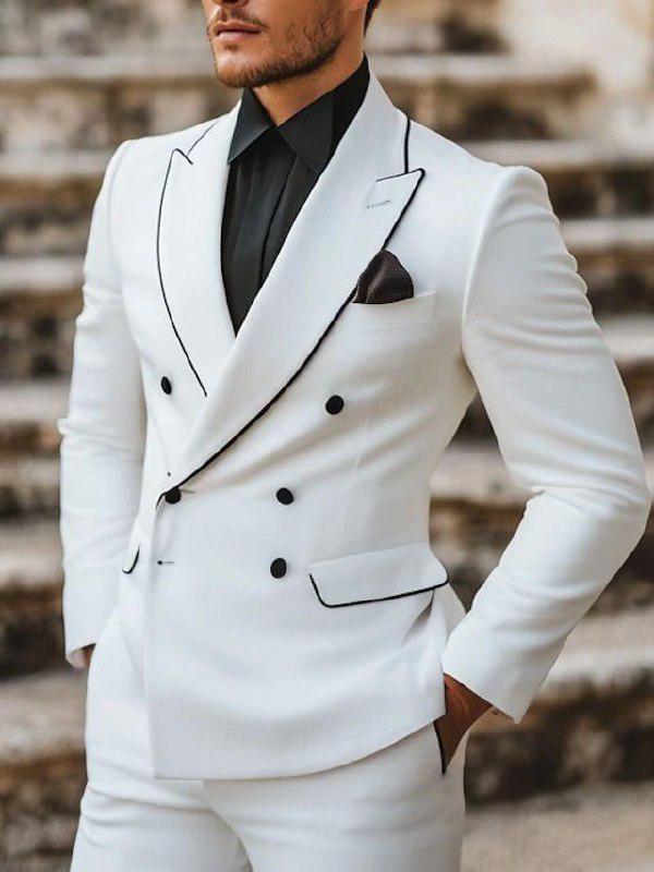 Classic Slim Fit Designer Double-Breasted Suit Groom & Groomsmen
