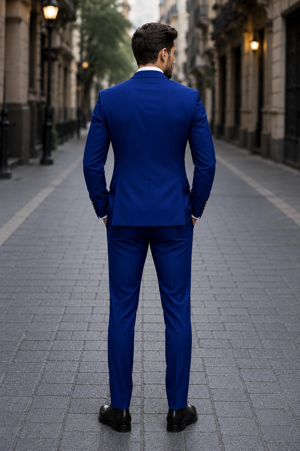 Royal Blue Two Piece Designer double breast suit for men partywear, wedding and Grooms