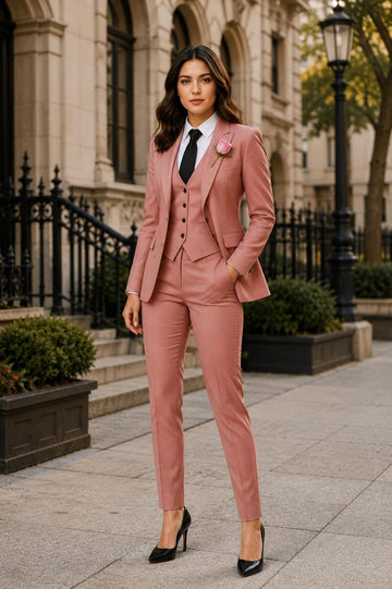 Rose Pink 3-Piece Suit: Custom Tailored Blazer Vest and Pants