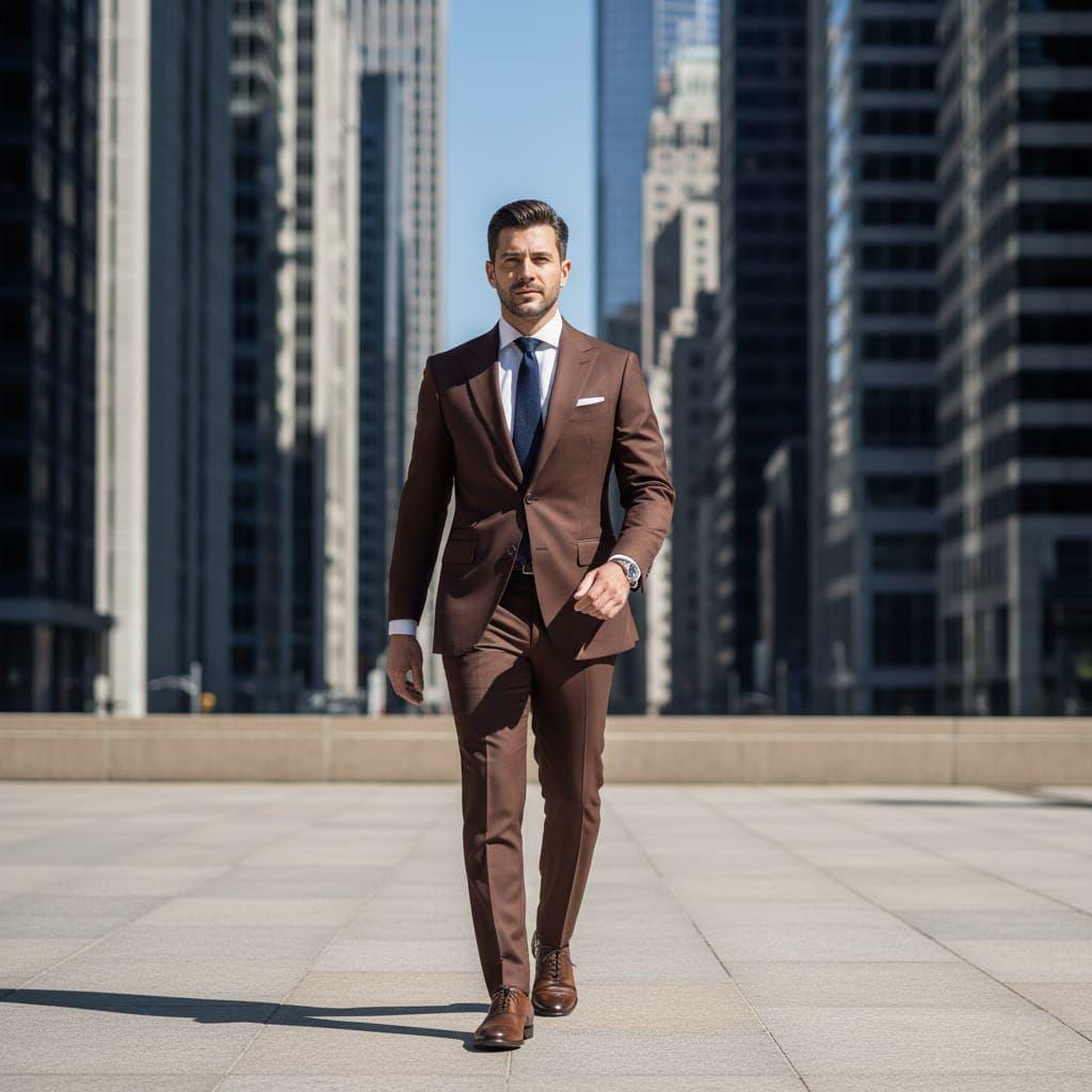 Classic Slim Fit Brown 2pc Suit For Men Wedding, Grooms & Groomsman