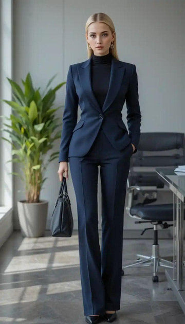 Classic Navy Blue Designer 2pc Suit For Women Partywear, Modern & Office wear