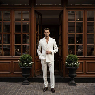 Classic Slim Fit Off white Two piece Suit For Men Partywear & Grooms