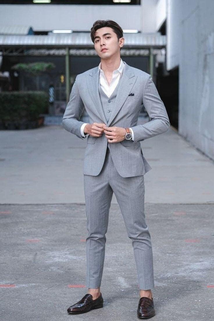 Grey Three piece For Men Partywear, office wear, Wedding, Grooms & Groomsman