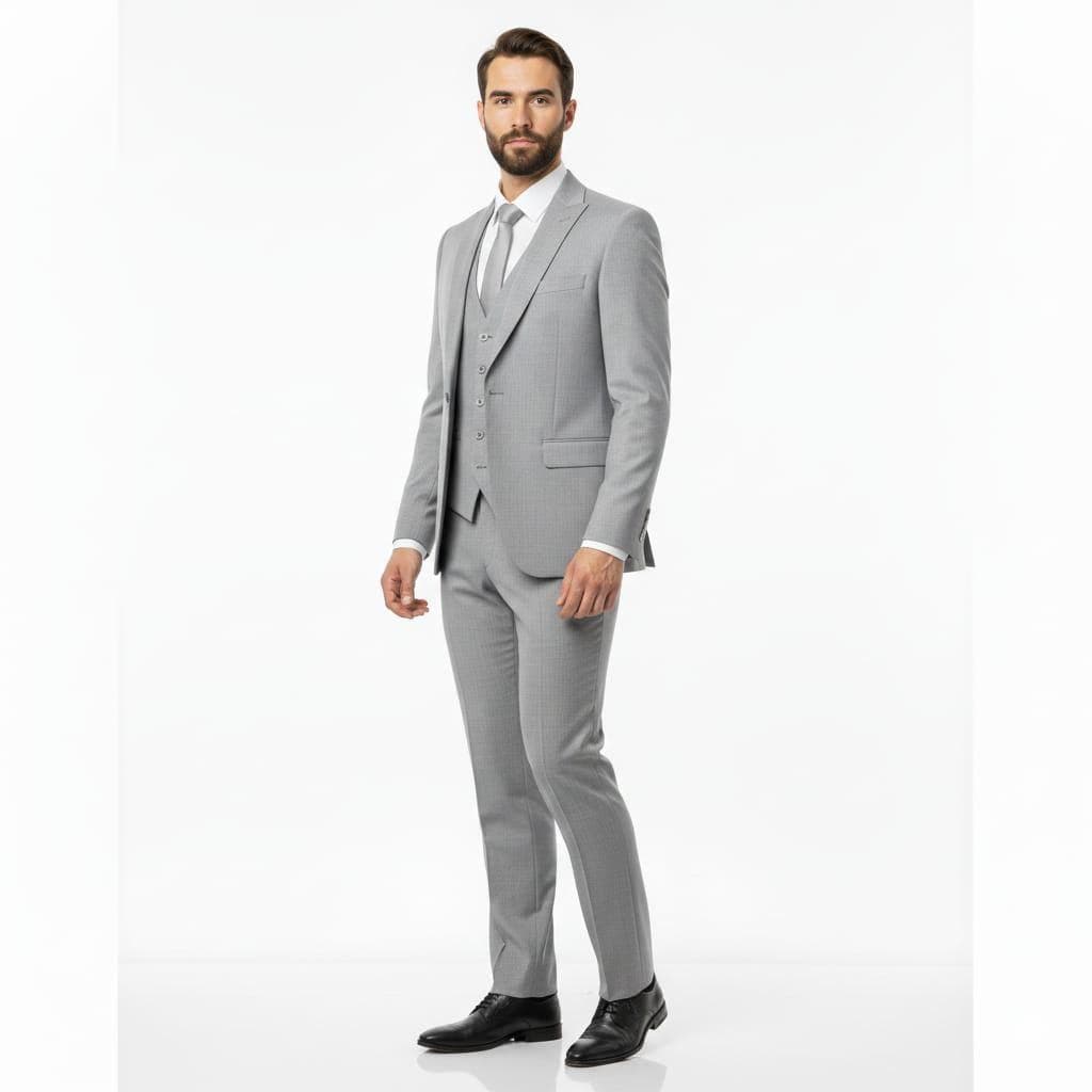 Classic Light Grey Three piece For Men Partywear, office wear, Wedding, Grooms & Groomsman