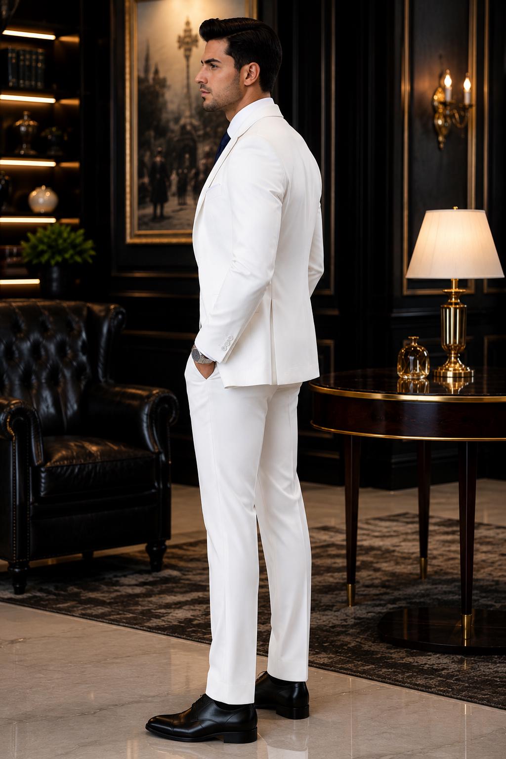 Men's White 3-Piece Suit – Luxury Custom Tailored Wedding Formal Wear